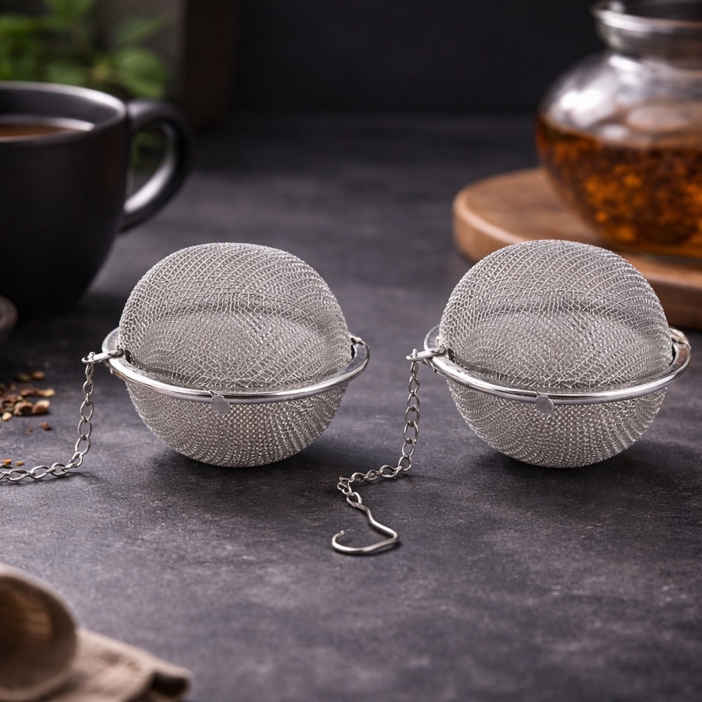2 Silver Mesh Ball Tea Infusers - Picture 3 of 12